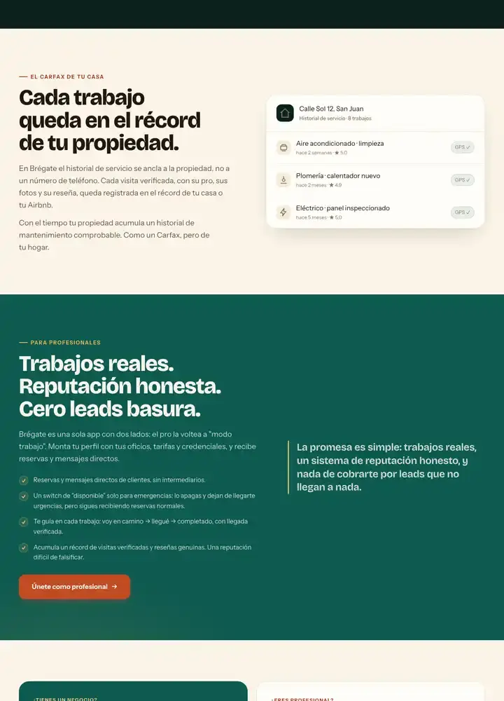 Brégate website, frame 3 of 3, lower on the page