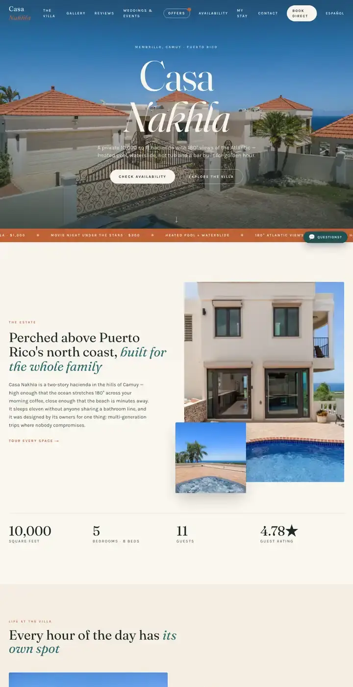 Casa Nakhla website, top of the home page